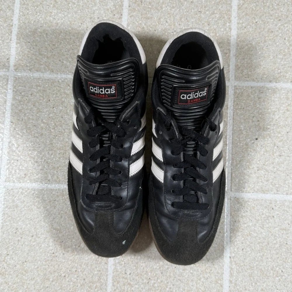 Adidas Mens Samba 034583 Black White Leather Lace Up Low Top Sneakers Size 9.5